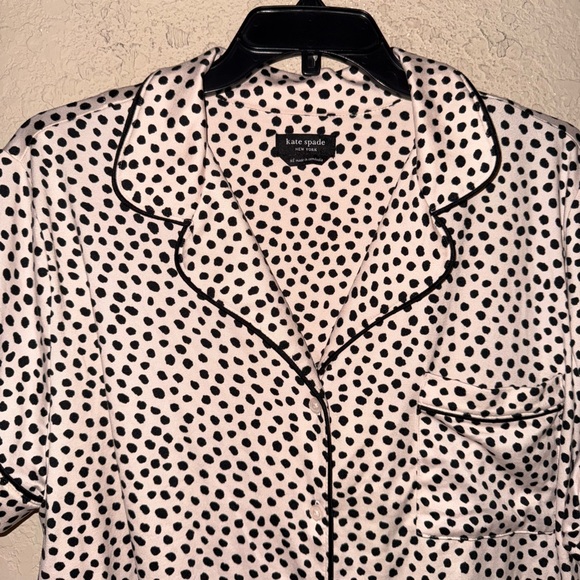 Kate Spade ♠️ Polka Dot Front Button Women's Pajama Shirt- Size XL - Picture 2 of 7